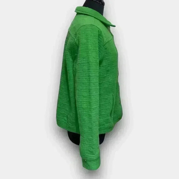 ISAAC‎ MIZRAHI LIVE! ladies long sleeve quilted button  down jacket green large - Picture 3 of 11